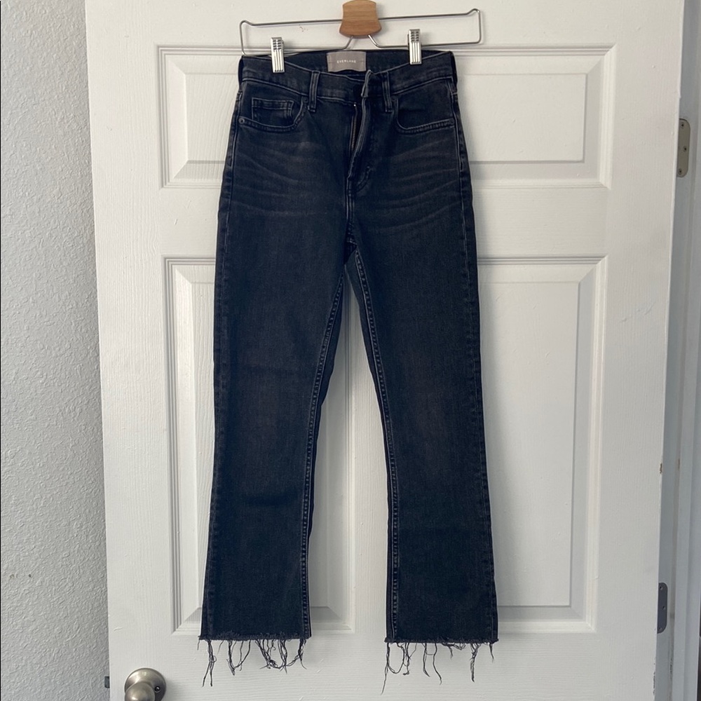 Women's Black Frayed Hem Jeans